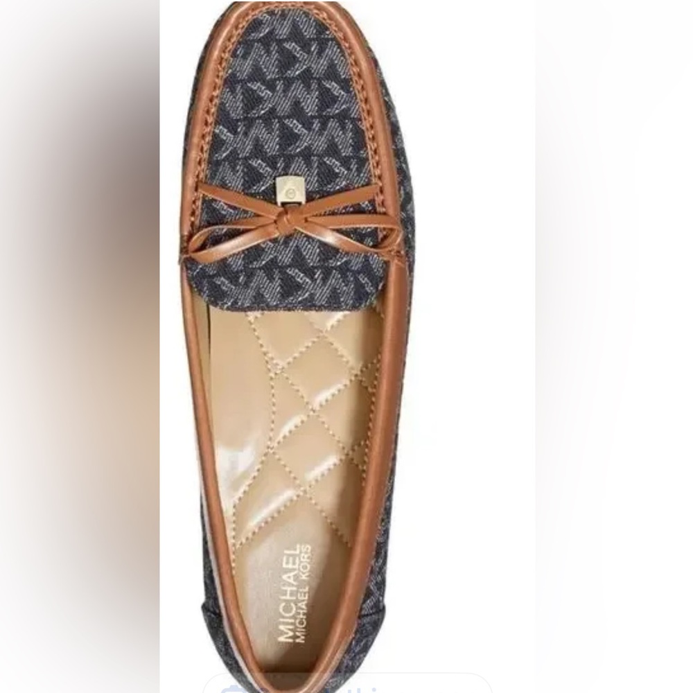 Black Friday NEW Michael Kors  BLACK & GREY, tan leather Juliette Flats. Size 8. - Picture 4 of 13